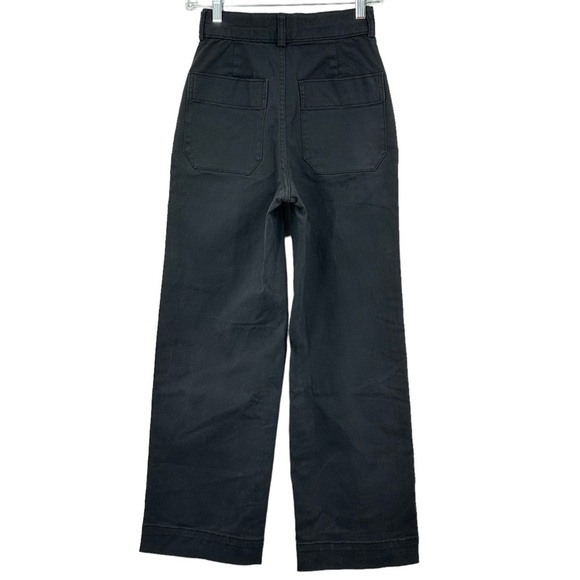 NEW EVERLANE The Organic Wide-Leg Pant High Rise Crop in Black Twill Size 8 - Picture 7 of 12